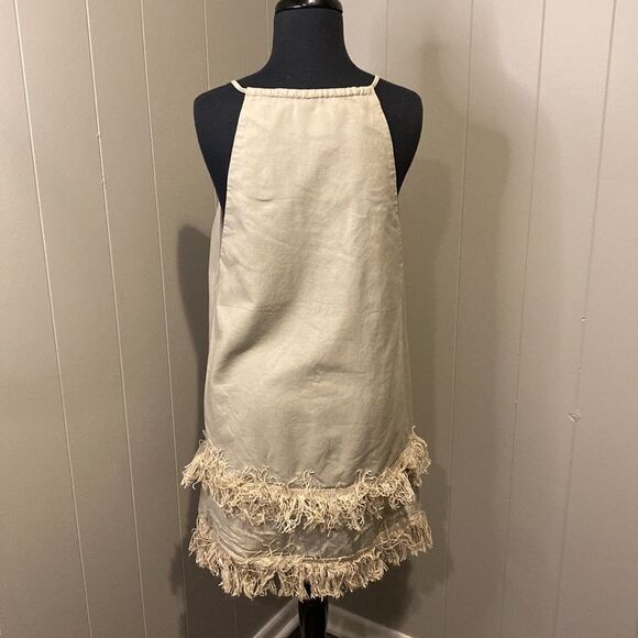 Reformation Small Beige Oatmeal Lindos Fringe Mini Linen Dress - Picture 6 of 8
